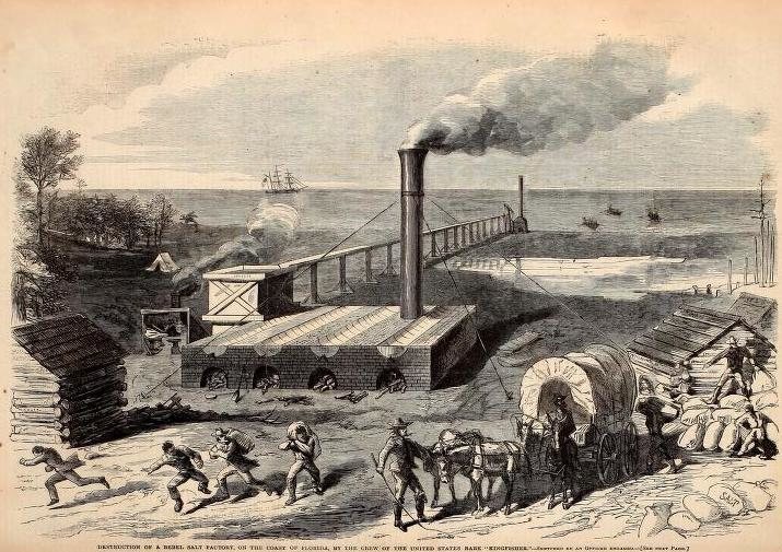 The <em>Kingfisher's</em> attack on the St. Joseph salt works.